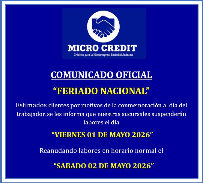 Comunicado Oficial MicroCredit Feriado